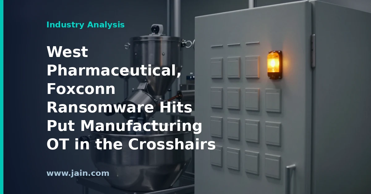 West Pharmaceutical, Foxconn Ransomware Hits Put Manufacturing OT in the Crosshairs
