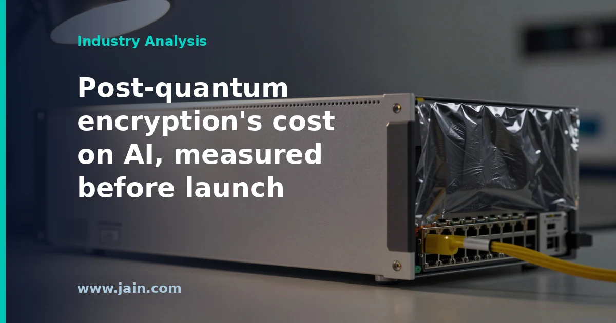 VIAVI CyberFlood CF50 1U 100G tester generating post-quantum encrypted AI inference traffic in a data center test rack