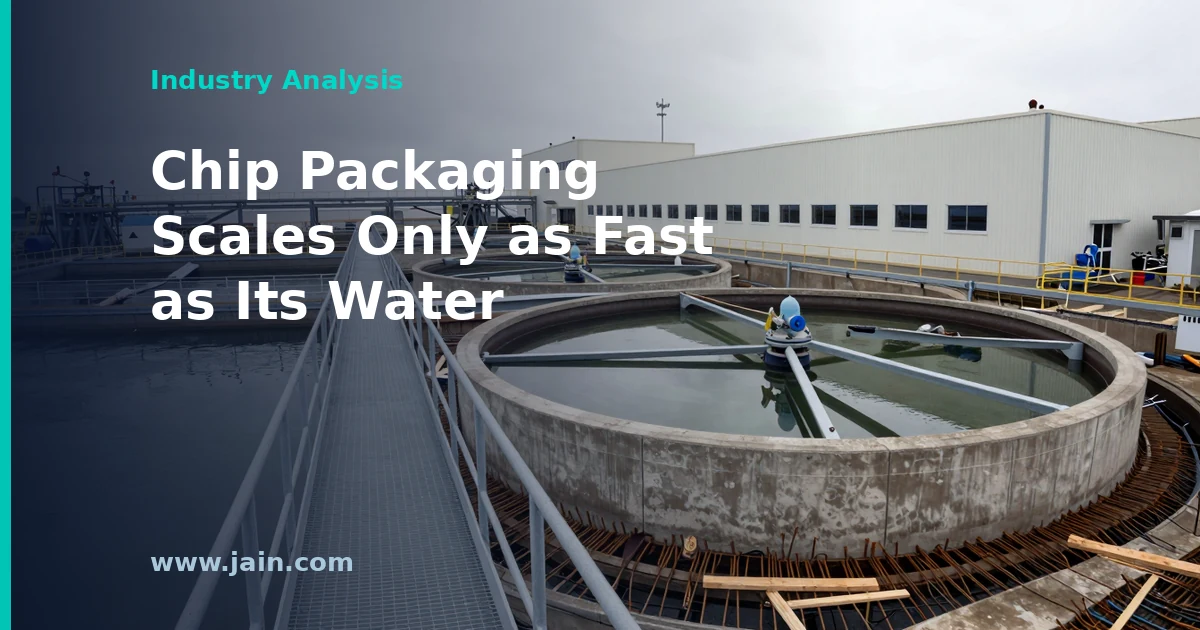 Wastewater treatment basins beside Amkor's Gwangju advanced chip packaging plant expansion site in South Korea
