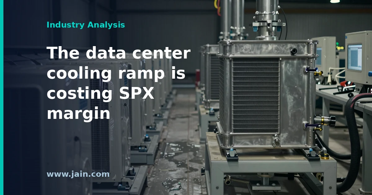 SPX Technologies data center cooling equipment with Q3 2026 revenue of $714.5 million and $1.29 billion in acquisitions