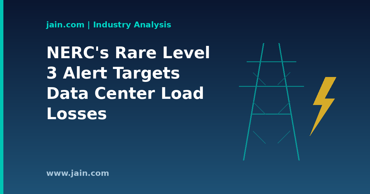 NERC&rsquo;s Rare Level 3 Alert Makes Data Center Load Loss a Mandatory Grid Priority