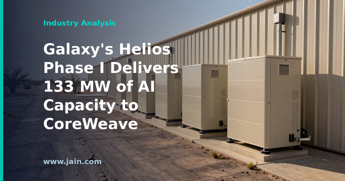 Galaxy’s Helios Phase I Delivers 133 MW of AI Capacity to CoreWeave