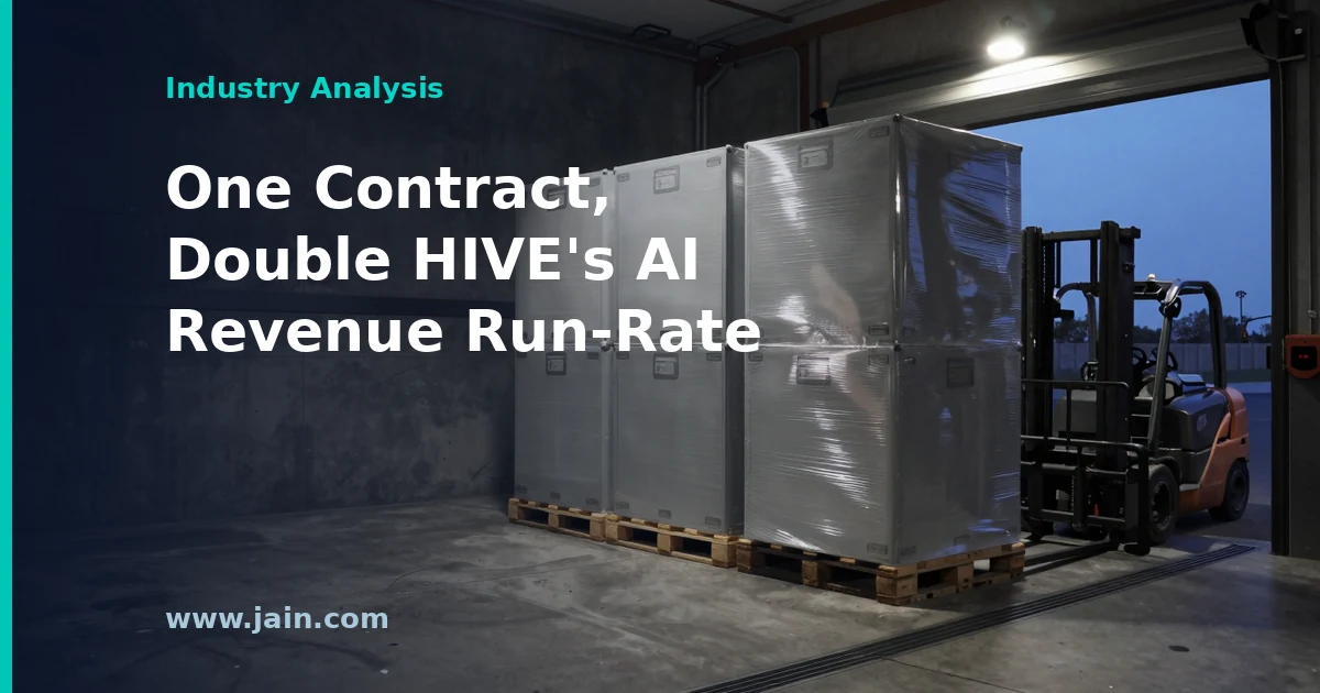 GPU servers in a Canadian data center hall illustrating HIVE BUZZ HPC's $350 million five-year AI cloud contract