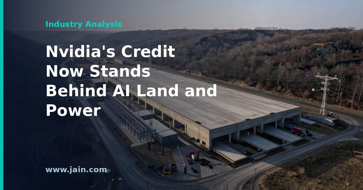 Aerial view of an AI data center campus under construction in southern Ohio, representing Nvidia's backing of the PORTS-Pike site