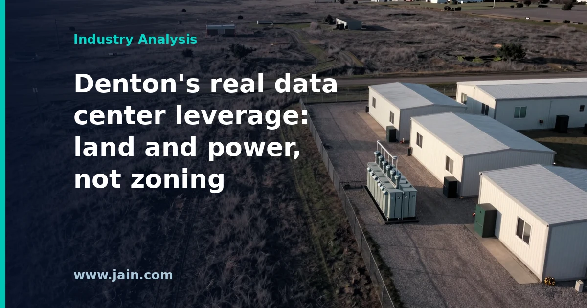 Denton, Texas data center moratorium hearing with Core Scientific's 391 MW facility and power transmission lines