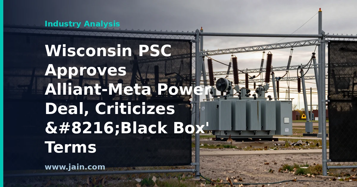 Wisconsin PSC Approves Alliant-Meta Power Deal, Criticizes &lsquo;Black Box&rsquo; Terms