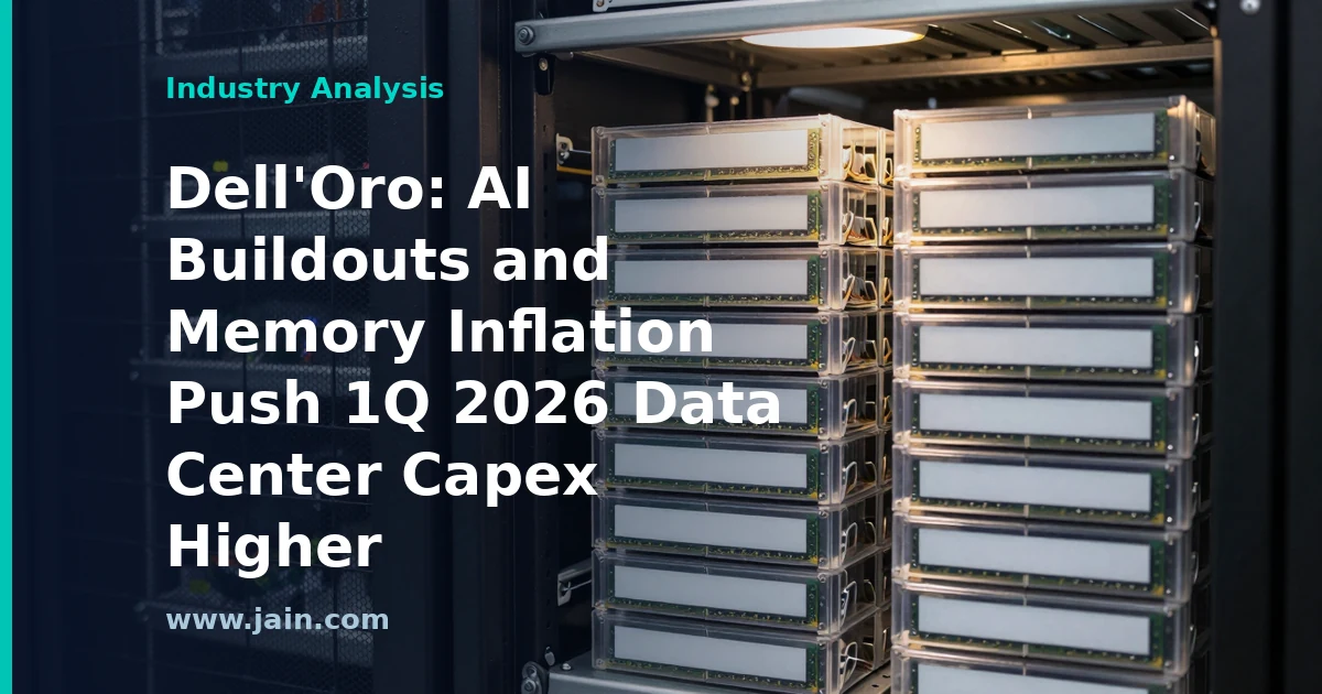 Dell’Oro: AI Buildouts and Memory Inflation Push 1Q 2026 Data Center Capex Higher