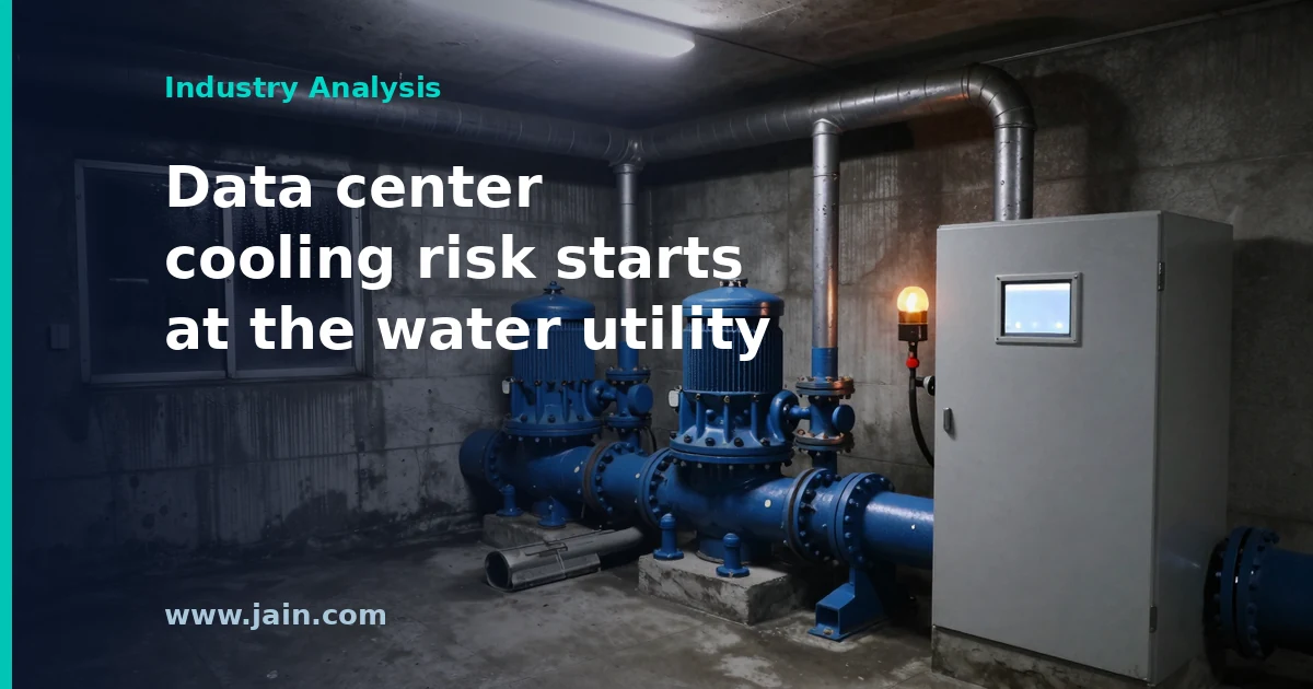 Municipal water treatment plant control room, illustrating the Minnesota water systems cyberattack and data center cooling risk