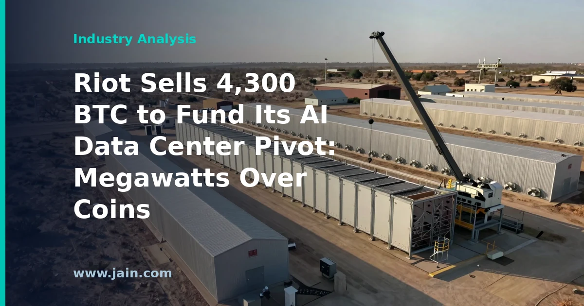 Riot Sells 4,300 BTC to Fund Its AI Data Center Pivot: Megawatts Over Coins