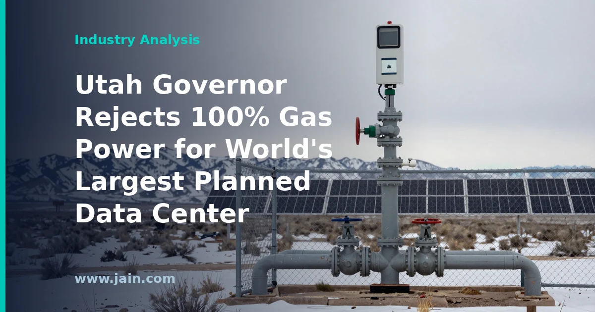 Utah Governor Rejects 100% Gas Power for World’s Largest Planned Data Center