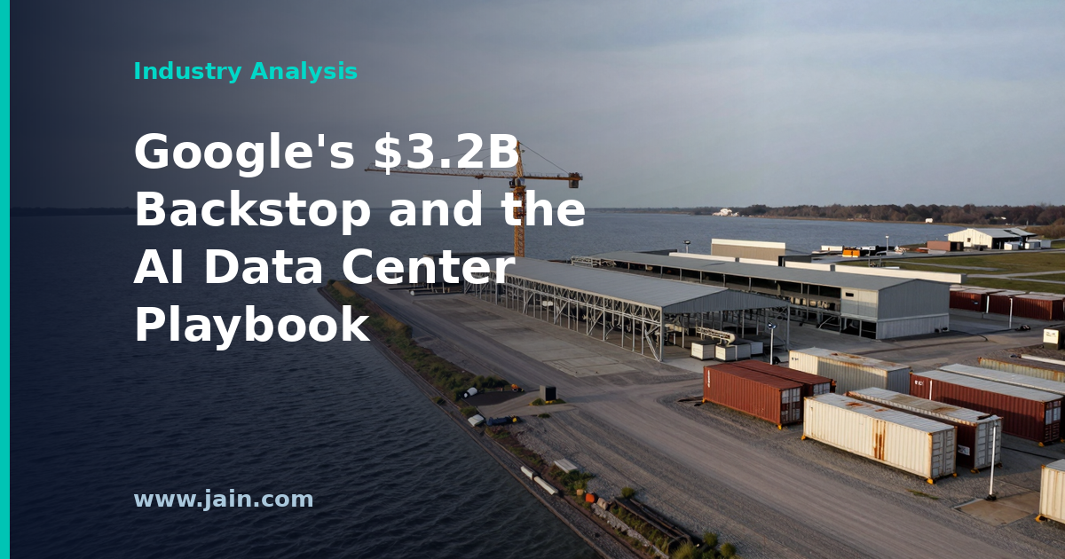 Former coal plant site converted into an AI data center campus, illustrating Google's TeraWulf lease backstop financing