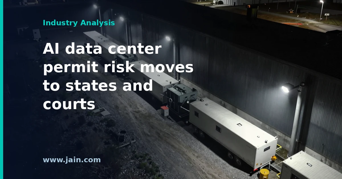 Portable gas turbines beside an AI data center campus as EPA leaves environmental permitting to states