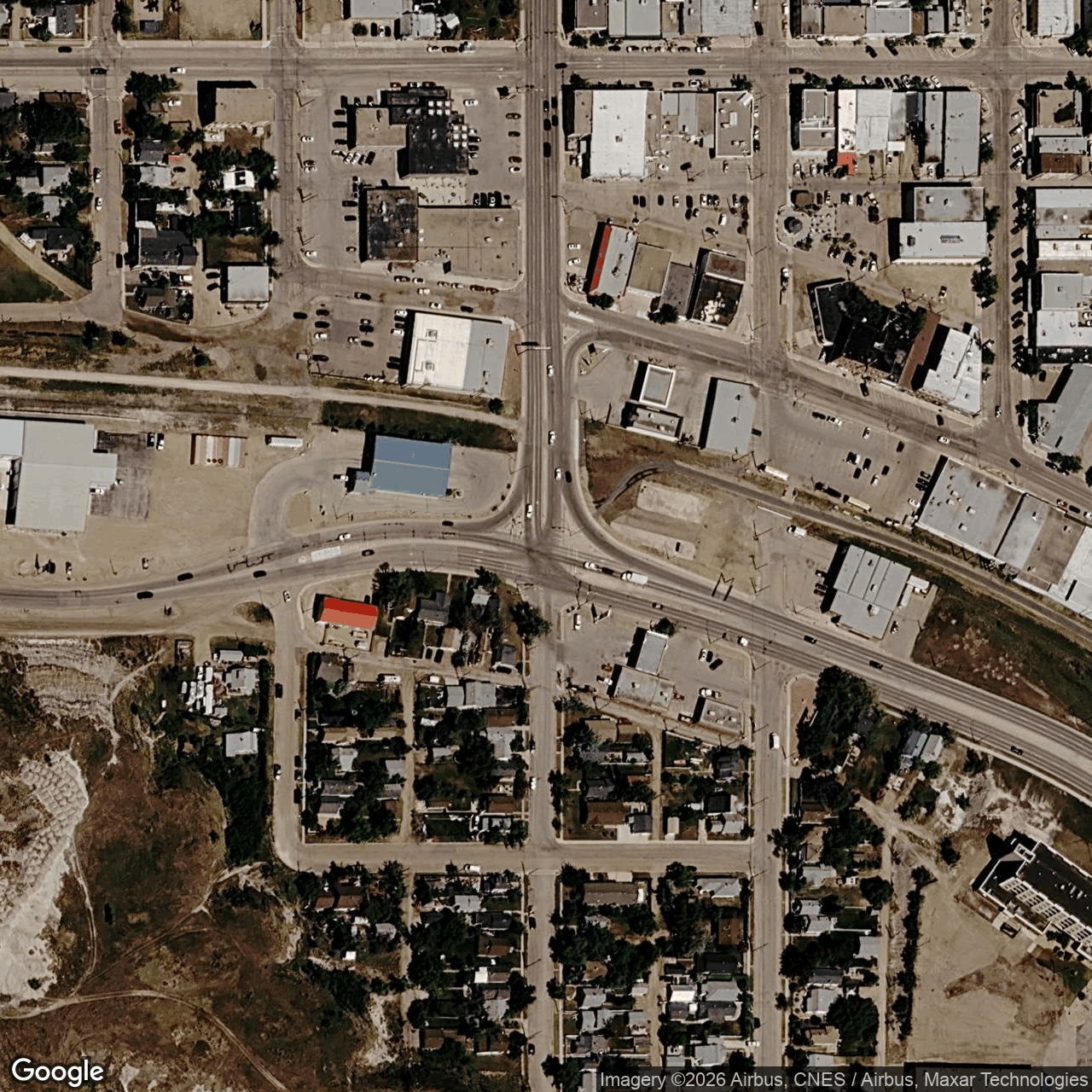 Visual view of hut-8-drumheller, 2026-09-29 (Google Earth (close view))