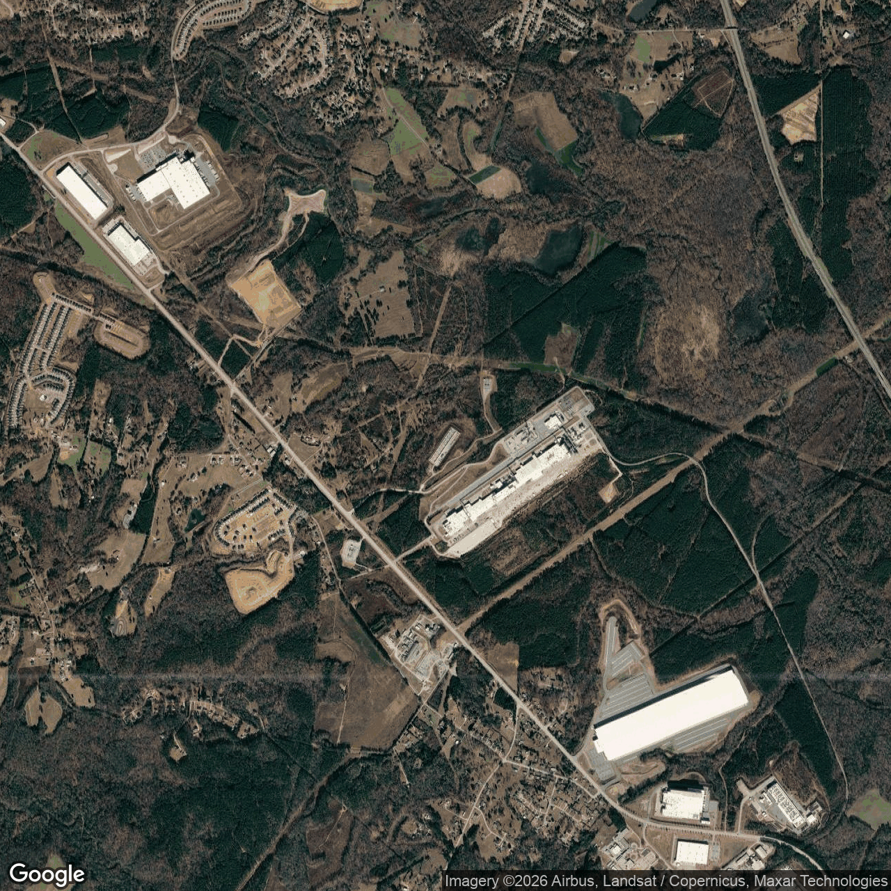 Visual view of nebius-clt1-aib-data-centers, 2026-10-30 (Google Earth (wide view))